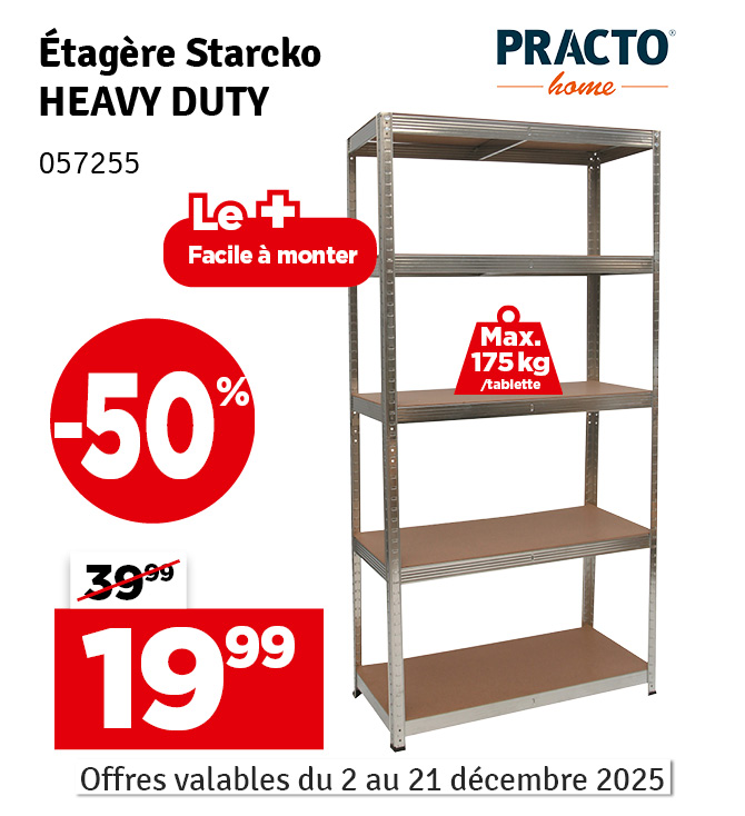 Etagère de rangement Heavy Duty 180 x 90 x 40 cm PRACTO HOME